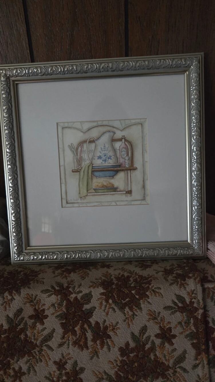 Framed Country Kitchen Still Life Print Rustic Farmhouse Wall Art Silver Frame